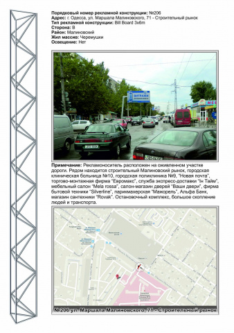 Щит 6x3,  №206 ул.Малиновского,71 - строительный рынок