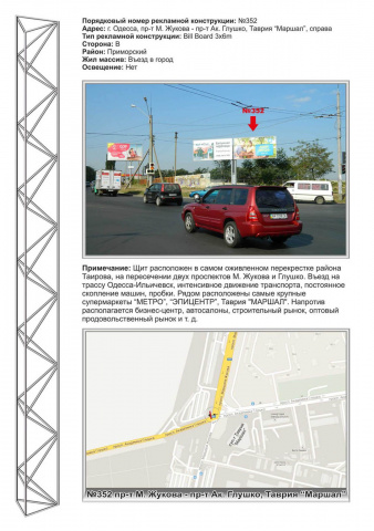 Щит 6x3,  №352 пр  пр-т М.Жукова -пр-т Ак.Глушко Таврия "Маршал" из центра