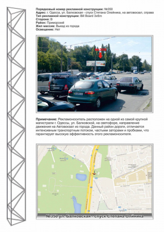 Щит 6x3,  №350пр ул. Балковская - спуст С.Ольейника на автовокзал